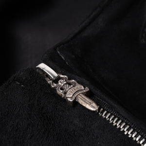 Like new CHROME HEARTS Cemetery Cross Patch Suede Pants Size 26 40 Patch Calf Leather Dagger Used 4a000120