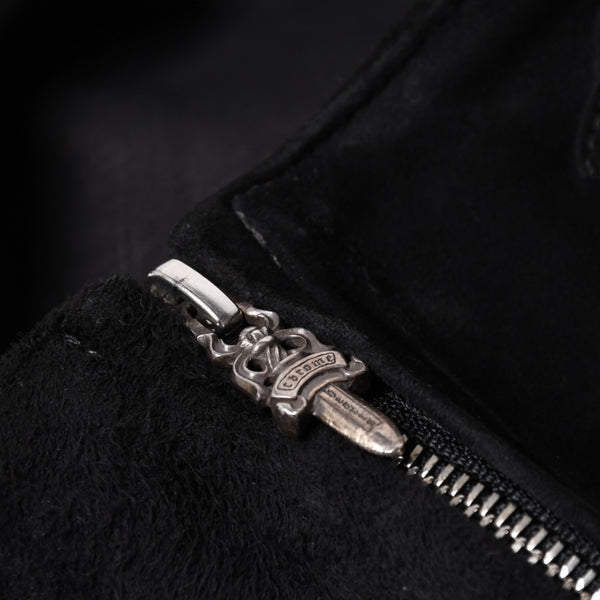 Like new CHROME HEARTS Cemetery Cross Patch Suede Pants Size 26 40 Patch Calf Leather Dagger Used 4a000120