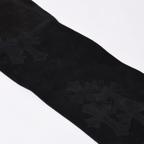 Like new CHROME HEARTS Cemetery Cross Patch Suede Pants Size 26 40 Patch Calf Leather Dagger Used 4a000120