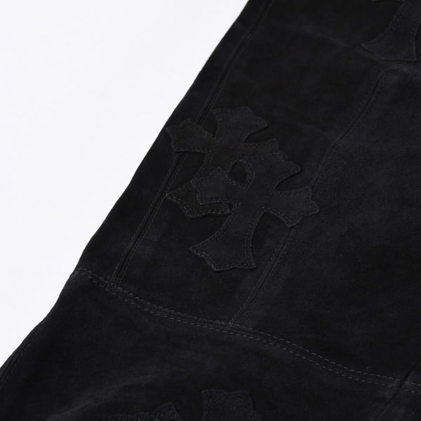 Like new CHROME HEARTS Cemetery Cross Patch Suede Pants Size 26 40 Patch Calf Leather Dagger Used 4a000120