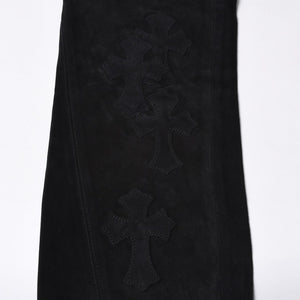 Like new CHROME HEARTS Cemetery Cross Patch Suede Pants Size 26 40 Patch Calf Leather Dagger Used 4a000120