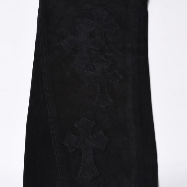 Like new CHROME HEARTS Cemetery Cross Patch Suede Pants Size 26 40 Patch Calf Leather Dagger Used 4a000120