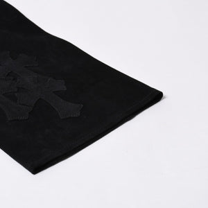 Like new CHROME HEARTS Cemetery Cross Patch Suede Pants Size 26 40 Patch Calf Leather Dagger Used 4a000120