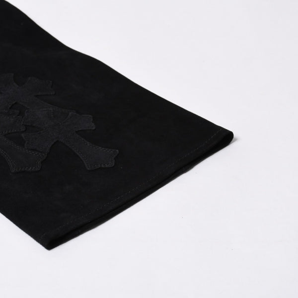 Like new CHROME HEARTS Cemetery Cross Patch Suede Pants Size 26 40 Patch Calf Leather Dagger Used 4a000120