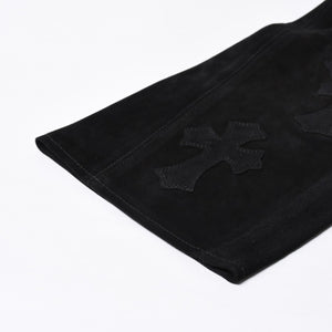 Like new CHROME HEARTS Cemetery Cross Patch Suede Pants Size 26 40 Patch Calf Leather Dagger Used 4a000120