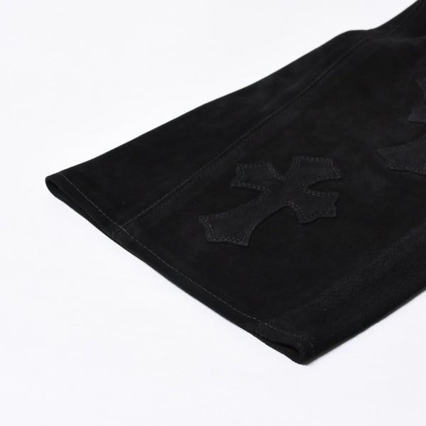 Like new CHROME HEARTS Cemetery Cross Patch Suede Pants Size 26 40 Patch Calf Leather Dagger Used 4a000120