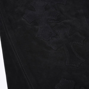 Like new CHROME HEARTS Cemetery Cross Patch Suede Pants Size 26 40 Patch Calf Leather Dagger Used 4a000120