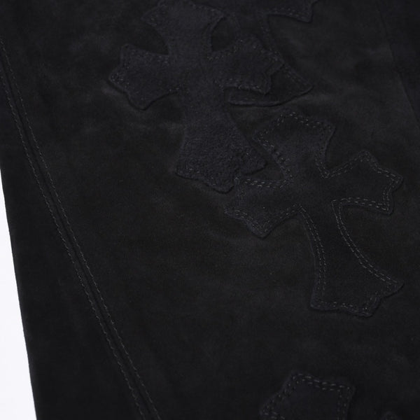 Like new CHROME HEARTS Cemetery Cross Patch Suede Pants Size 26 40 Patch Calf Leather Dagger Used 4a000120