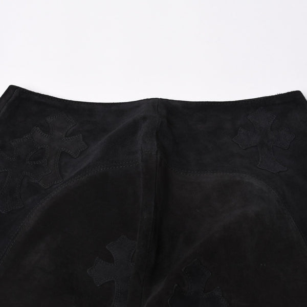 Like new CHROME HEARTS Cemetery Cross Patch Suede Pants Size 26 40 Patch Calf Leather Dagger Used 4a000120
