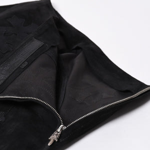 Like new CHROME HEARTS Cemetery Cross Patch Suede Pants Size 26 40 Patch Calf Leather Dagger Used 4a000120