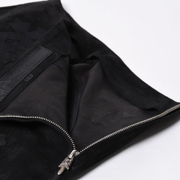 Like new CHROME HEARTS Cemetery Cross Patch Suede Pants Size 26 40 Patch Calf Leather Dagger Used 4a000120