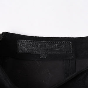 Like new CHROME HEARTS Cemetery Cross Patch Suede Pants Size 26 40 Patch Calf Leather Dagger Used 4a000120