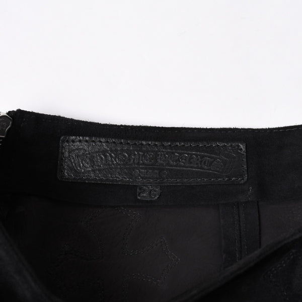 Like new CHROME HEARTS Cemetery Cross Patch Suede Pants Size 26 40 Patch Calf Leather Dagger Used 4a000120