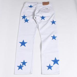 極美品 CHROME HEARTS クロムハーツ スターパッチ デニムパンツ ジーンズ サイズ26 20パッチ シルバー925 クロスボール 501 中古 4b014145