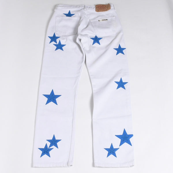 極美品 CHROME HEARTS クロムハーツ スターパッチ デニムパンツ ジーンズ サイズ26 20パッチ シルバー925 クロスボール 501 中古 4b014145