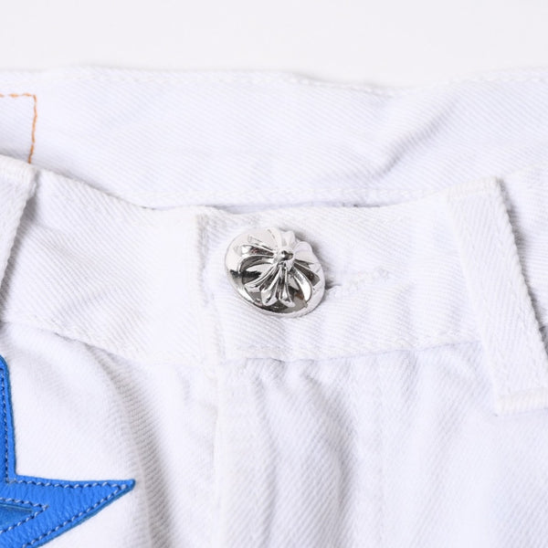 極美品 CHROME HEARTS クロムハーツ スターパッチ デニムパンツ ジーンズ サイズ26 20パッチ シルバー925 クロスボール 501 中古 4b014145