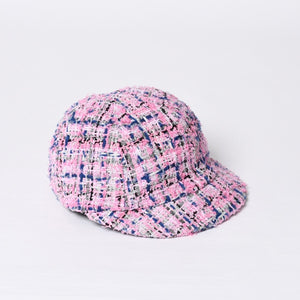 極美品 CHANEL シャネル ツイード キャップ ハット 帽子 AA8985 サイズM ココマーク ピンク マルチカラー 中古 4b014164