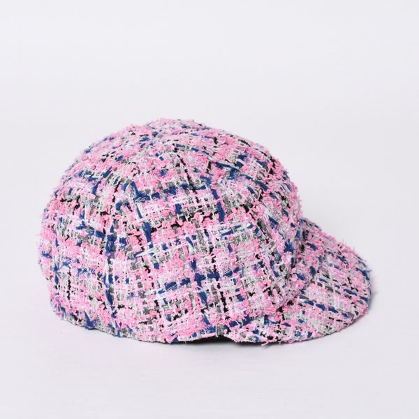 極美品 CHANEL シャネル ツイード キャップ ハット 帽子 AA8985 サイズM ココマーク ピンク マルチカラー 中古 4b014164