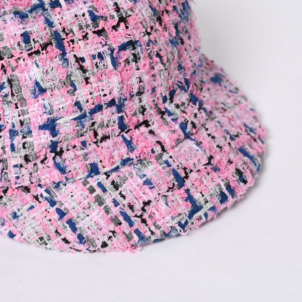 極美品 CHANEL シャネル ツイード キャップ ハット 帽子 AA8985 サイズM ココマーク ピンク マルチカラー 中古 4b014164
