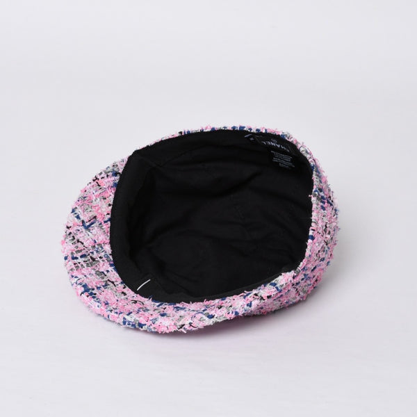 極美品 CHANEL シャネル ツイード キャップ ハット 帽子 AA8985 サイズM ココマーク ピンク マルチカラー 中古 4b014164