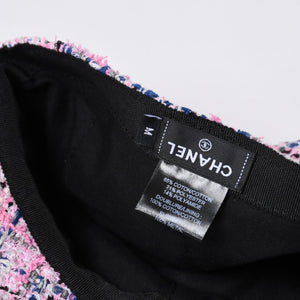 極美品 CHANEL シャネル ツイード キャップ ハット 帽子 AA8985 サイズM ココマーク ピンク マルチカラー 中古 4b014164