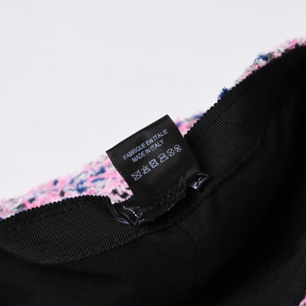 極美品 CHANEL シャネル ツイード キャップ ハット 帽子 AA8985 サイズM ココマーク ピンク マルチカラー 中古 4b014164