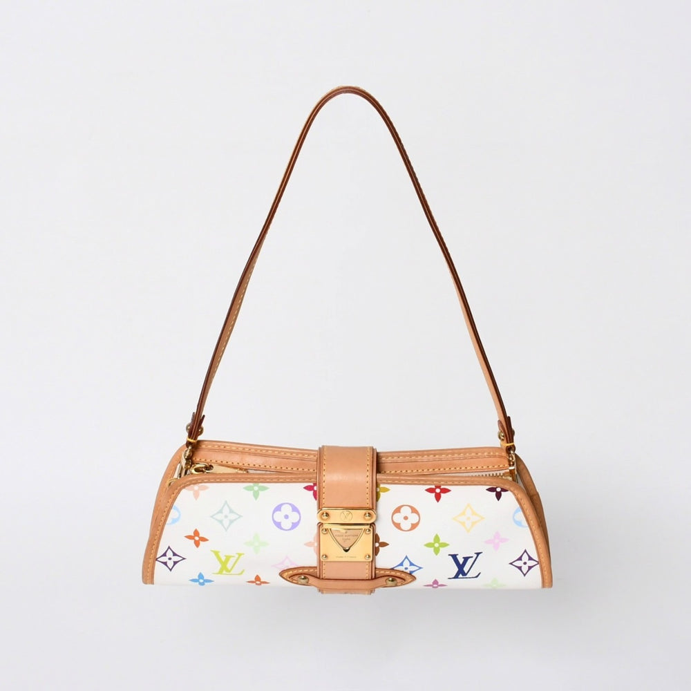 極美品 LOUIS VUITTON ルイヴィトン ハンドバッグ シャーリー モノグラムマルチカラー ブロン 村上隆 M40049 ゴールド金具 中古 4a000049