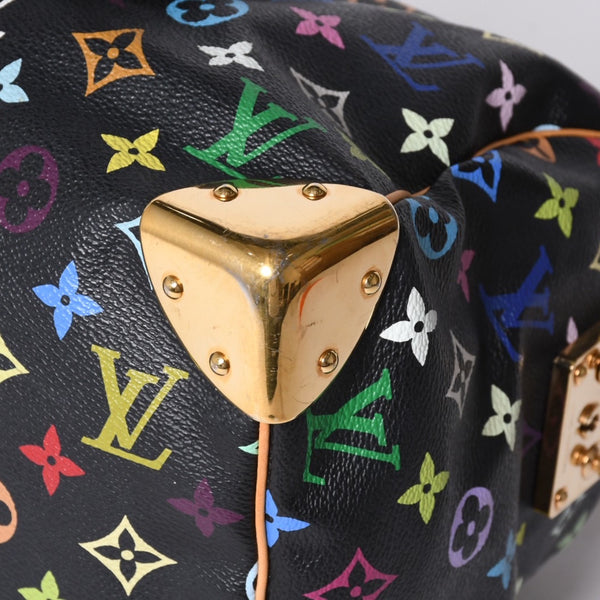 Very Good Condition LOUIS VUITTON Speedy 30 Handbag M92642 Monogram Multicolor Black Gold Hardware Takashi Murakami Used 4a001255