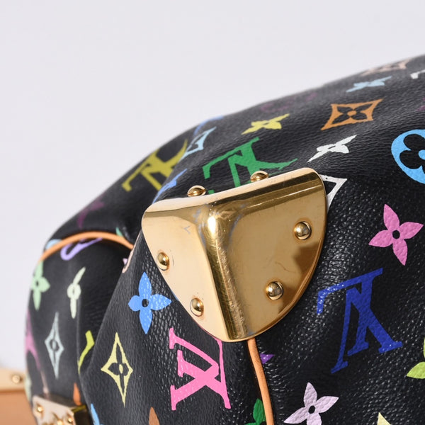 Very Good Condition LOUIS VUITTON Speedy 30 Handbag M92642 Monogram Multicolor Black Gold Hardware Takashi Murakami Used 4a001255
