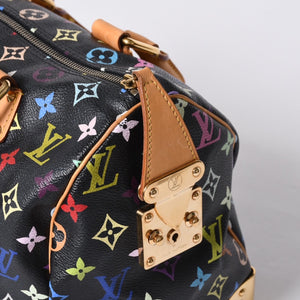 Very Good Condition LOUIS VUITTON Speedy 30 Handbag M92642 Monogram Multicolor Black Gold Hardware Takashi Murakami Used 4a001255