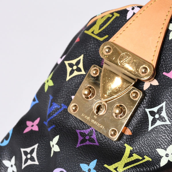 Very Good Condition LOUIS VUITTON Speedy 30 Handbag M92642 Monogram Multicolor Black Gold Hardware Takashi Murakami Used 4a001255