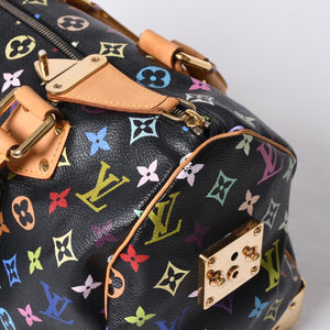 Very Good Condition LOUIS VUITTON Speedy 30 Handbag M92642 Monogram Multicolor Black Gold Hardware Takashi Murakami Used 4a001255