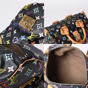 Very Good Condition LOUIS VUITTON Speedy 30 Handbag M92642 Monogram Multicolor Black Gold Hardware Takashi Murakami Used 4a001255