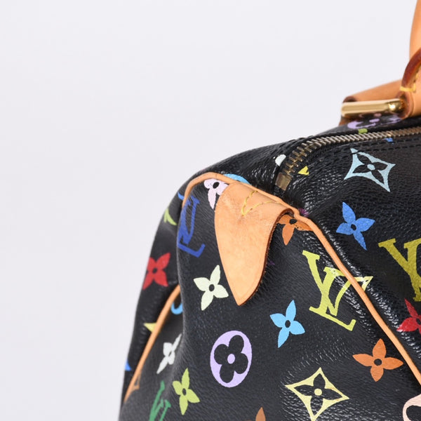 Very Good Condition LOUIS VUITTON Speedy 30 Handbag M92642 Monogram Multicolor Black Gold Hardware Takashi Murakami Used 4a001255
