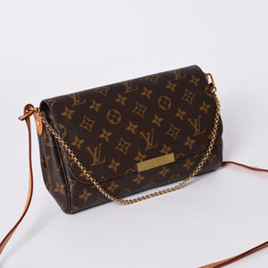 Very Good Condition LOUIS VUITTON Monogram Favorite MM Shoulder Bag M40718 Brown Gold Hardware Used 4a001280