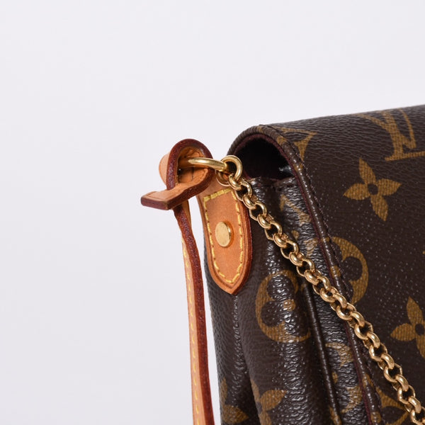 Very Good Condition LOUIS VUITTON Monogram Favorite MM Shoulder Bag M40718 Brown Gold Hardware Used 4a001280