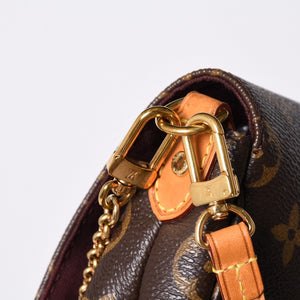 Very Good Condition LOUIS VUITTON Monogram Favorite MM Shoulder Bag M40718 Brown Gold Hardware Used 4a001280