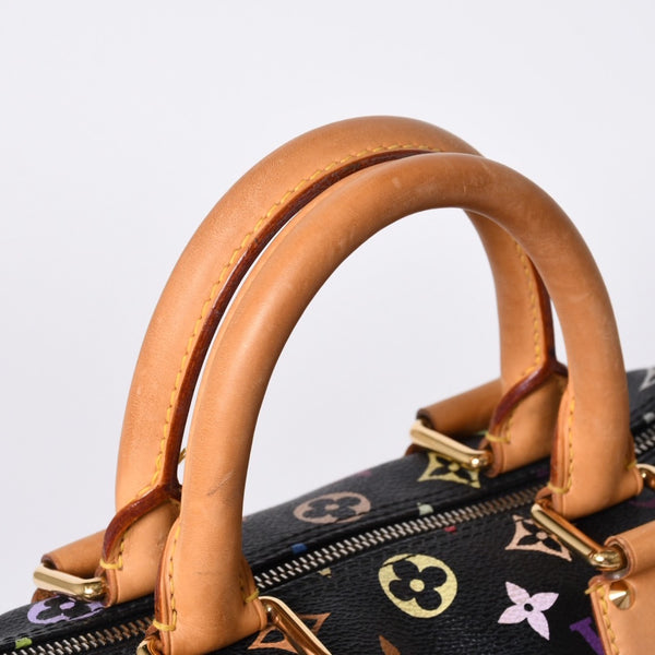 Very Good Condition LOUIS VUITTON Speedy 30 Handbag M92642 Monogram Multicolor Black Gold Hardware Takashi Murakami Used 4a001255