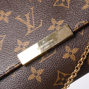 Very Good Condition LOUIS VUITTON Monogram Favorite MM Shoulder Bag M40718 Brown Gold Hardware Used 4a001280