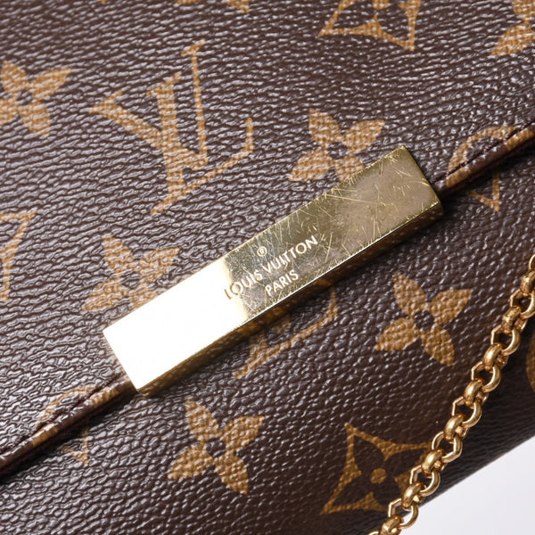 Very Good Condition LOUIS VUITTON Monogram Favorite MM Shoulder Bag M40718 Brown Gold Hardware Used 4a001280