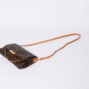 Very Good Condition LOUIS VUITTON Monogram Favorite MM Shoulder Bag M40718 Brown Gold Hardware Used 4a001280
