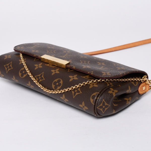 Very Good Condition LOUIS VUITTON Monogram Favorite MM Shoulder Bag M40718 Brown Gold Hardware Used 4a001280