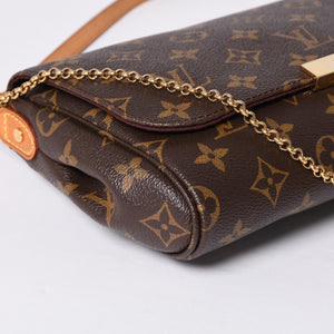 Very Good Condition LOUIS VUITTON Monogram Favorite MM Shoulder Bag M40718 Brown Gold Hardware Used 4a001280
