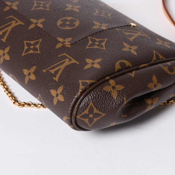 Very Good Condition LOUIS VUITTON Monogram Favorite MM Shoulder Bag M40718 Brown Gold Hardware Used 4a001280