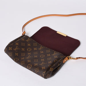 Very Good Condition LOUIS VUITTON Monogram Favorite MM Shoulder Bag M40718 Brown Gold Hardware Used 4a001280