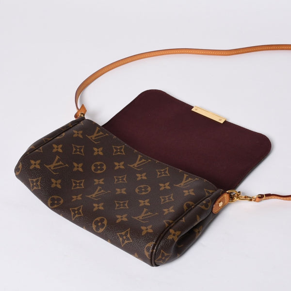 Very Good Condition LOUIS VUITTON Monogram Favorite MM Shoulder Bag M40718 Brown Gold Hardware Used 4a001280