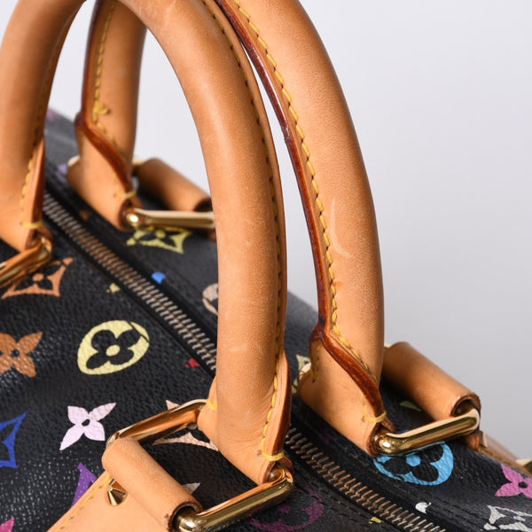 Very Good Condition LOUIS VUITTON Speedy 30 Handbag M92642 Monogram Multicolor Black Gold Hardware Takashi Murakami Used 4a001255