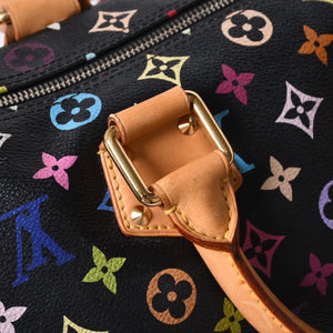 Very Good Condition LOUIS VUITTON Speedy 30 Handbag M92642 Monogram Multicolor Black Gold Hardware Takashi Murakami Used 4a001255