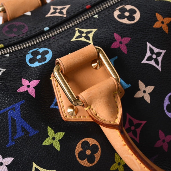 Very Good Condition LOUIS VUITTON Speedy 30 Handbag M92642 Monogram Multicolor Black Gold Hardware Takashi Murakami Used 4a001255