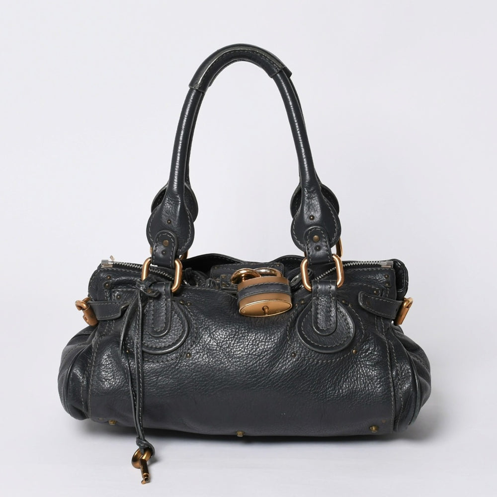 Chloe クロエ ハンドバッグ パディントン ワンショルダーバッグ ブラック レザー B19FG0 ゴールド金具 美品 中古 4a000529